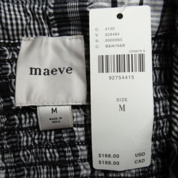 Anthropologie Maeve Short-Sleeve Smocked Midi Shirt Dress Black White M - Picture 13 of 13